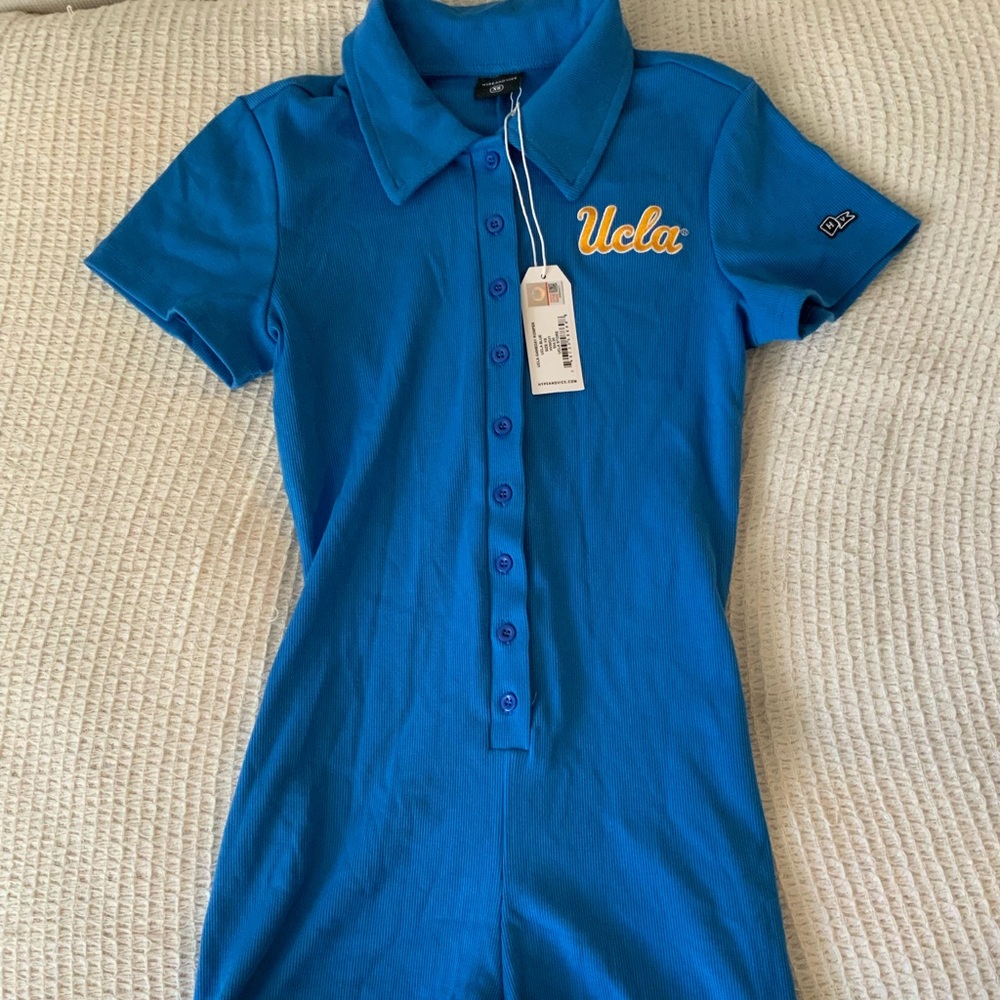 New with tags Hype and Vice UCLA Blue Ribbed Game Day Romper Outfit